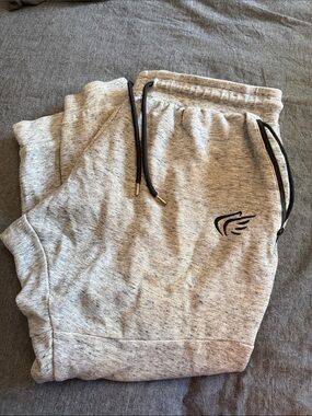 Heather Gray Active Jogger Pants with Black Logo cropped